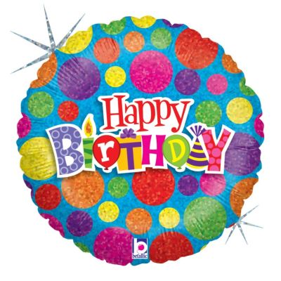 BT Foil Holographic 18" Dot Dot Happy Birthday 