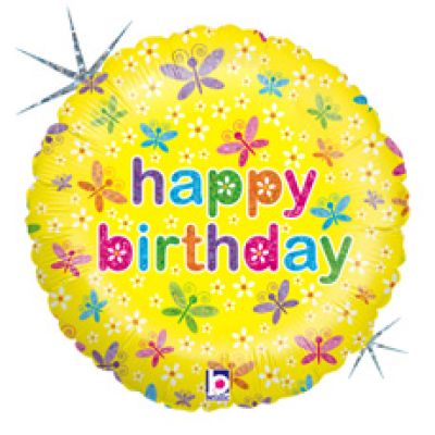 BT Foil Holographic 18" Spring Butterfllies Birthday 