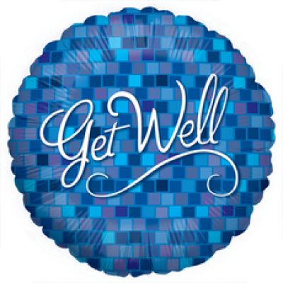 BT Foil 18" Get Well Blue Squares