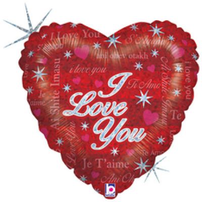 BT Foil Holographic 18" Sparkling Love Heart