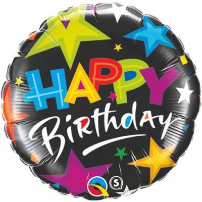 Qualatex Foil 45cm (18") Birthday Brilliant Stars Black