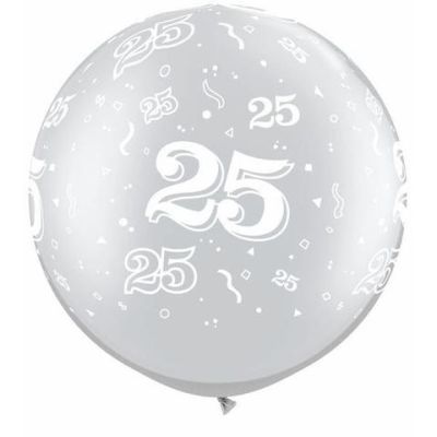 Qualatex Balloon 2/30" Mt Silver Round 25-A-Rnd